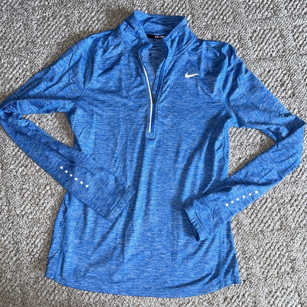 Womens Nike Running Dri-Fit 1/2 Zip Mock Neck Pullover Blue Sz Small EUC